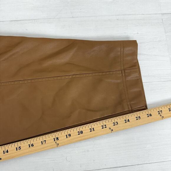 Madewell Vegan Faux Leather Pants Size 16 Brown High Rise Elastic Waist Pull On - Picture 13 of 15